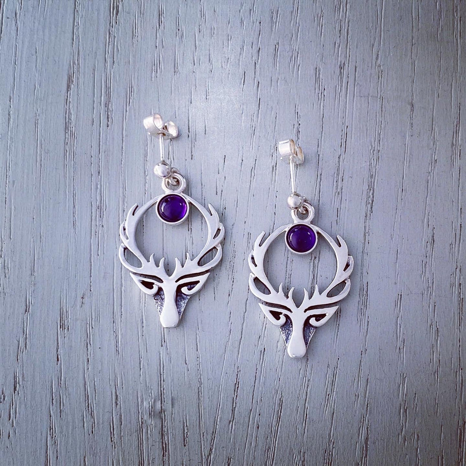 Silver hot sale deer earrings